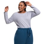 Donnay Plus Size Cotton Lycra Ls Layering Tee Grey