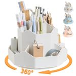 Pencil Pen Holder For Desk 9 Slots 360 Degree Rotating Desk Organizers Desktop Storage Stationery Supplies Organizer Cute Pencil