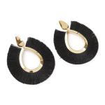 Black Round Tassel Stud Earrings