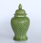 Green Ceramic Jar With Holes 60X29CM