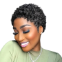 Short Afro Curly Wig-no Glue Machine Made Human Hair Wig