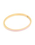 Waterproof Gold Plated Stainless Steel Thin Lilac Enamel Hinged Bangle