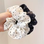 2PCS Black And White Polka Hair Ties For Ponytail High Elastic Hair Accessories