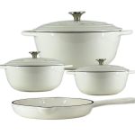 Choice 7-PIECE Heavy Weight Cast Iron Cookware Set Enamel Coated Dutch Ovens & Frying Pan With Lids Oven Safe Induction Ready No