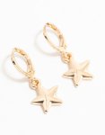Goldair Gold Star Drop Hoop Earrings