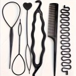 6-PIECE Hair Styling Accessories Set Casual Solid Color Resin Hair Braiding Tools Kit For Women All-season Hair Bun Maker And Tw