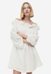 Oversized Off-the-shoulder Dress - White