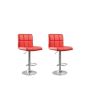 Red Faux Leather High Back Barstools With Gear Lift And Swivel Function-set Of 2