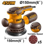 Ingco Random Orbital Sander 150MM 450W RS4516