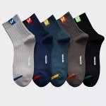 5 Pairs Of Men's Trendy Letter Pattern Crew Socks Breathable Comfy Casual Unisex Socks For Men's Outdoor Wearing