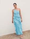 Belle One Shoulder Ruffle Dress - 16 Arctic Ocean