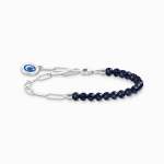Silver Bracelet - Imitation Sandstone Beads And Coin - 19MM