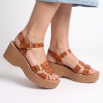 Madison Stacked Platform Sandals - Tan - 9