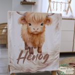 Fleece Blanket Baby Highland Cow Brown