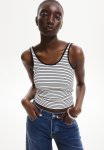 Ribbed Vest Top - White & Black Striped