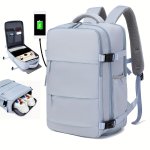 Large Capacity Travel Backpack With Shoe Compartment Dacron Lightweight Laptop Daypack With Charging Port Fashion Travel Commute