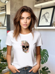 Floral Skull Fitted Tee - White - Large