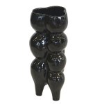 Japandi Black Ceramic Vase With Bubble Design