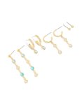 Goldair Gold Plated Blue & Clear Cubic Zirconia Stacking Earrings 4-PACK