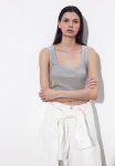 Short Vest Top - Light Grey Marl