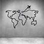 World Map Travel Route - Rust Coat L 800 X H 500MM