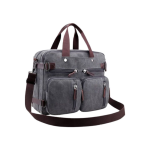 Unisex Canvas Multi-Functional Laptop Bag - Grey