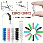 12PCS 20PCS Silicone Cable Protectors Spiral Wire Cord Winder Universal USB Charging Cable Protector