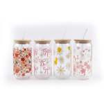 4 Piece 500ML Patterned Glass Tumbler Set Clear