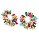 Multi Diamante Oversized Fan Earrings