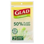 Glad To Be Green 50% Plant Based Zip Seal Sandwich Bags 25 Pack