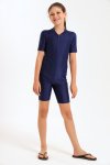 Senza Kids One-piece Short Sleeve Bodysuit Swimsuit With Zipper Front