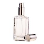 60ML Clear Glass Rectangle Base Perfume Bottle With Silver Spray & Silver Cap 18 410