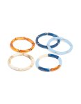 Goldair Gold Long Blue & Orange Acrylic Stretch Bracelets 5-PACK