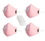 4 X Kids Light Pink Face Mask With Breathing Valve And 10 Filters