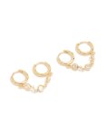 Goldair Gold Plated Cubic Zirconia Double Huggie Chain Earrings