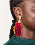 Goldair Gold Hot Pink & Yellow Feather Drop Earrings