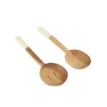 Square Carved Bone & Wood Salad Server