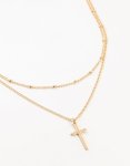 Goldair Gold Ball Chain & Cross Layered Necklace
