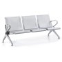 Steel Chrome 3 Seater Waiting Area Reception Chairs - Shiny Silver