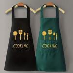 1PC Polyester Canvas Cooking Apron With Cotton Blend Cover Waterproof And Oil-proof Adjustable Multipurpose Apron With Pockets F