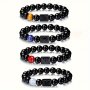 1pc Unisex 12 Constellations Beads Bracelet Black Stone Elastic Bracelet Couples Bracelet Charm Bracelet For Women And Men Birthday Gift