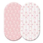 Oudain 2 Pack Baby Bassinet Sheets Girls 32" X 16" Stretchable Soft Crib Sheets Cradle Bed Set Fitted Cover For Oval Rectangle