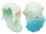 Parts MINI Doll Hair Long Wavy With Dark Azure Tips Braid Bangs And Light Nougat Elves Ears Pattern 19201PB01 - Light Aqua