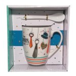 Fathers Day Mug & Spoon Gift Box Orange Tie
