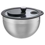 Roesle Salad Spinner With Glass Lid And Stainless Steel Bowl For Serving
