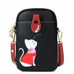 Small Crossbody Phone Bag For Women Leather Cute Cat Cellphone Purse Shoulder Bags Pu Wallet Black