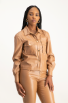 Eliana Faux Leather Shacket - Camel - XS Camel