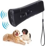 LED Flashlight Ultrasonic Dog Repeller Portable Dog Trainer Colour: Double Black Colorful Package