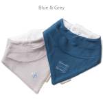 Baby Sense Bandana Bib Set - Blue & Grey