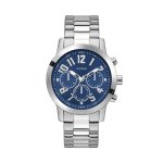 Guess Mens Analog Parker Stainless Steel Watch In Silver blue Dial - Silver blue Dial